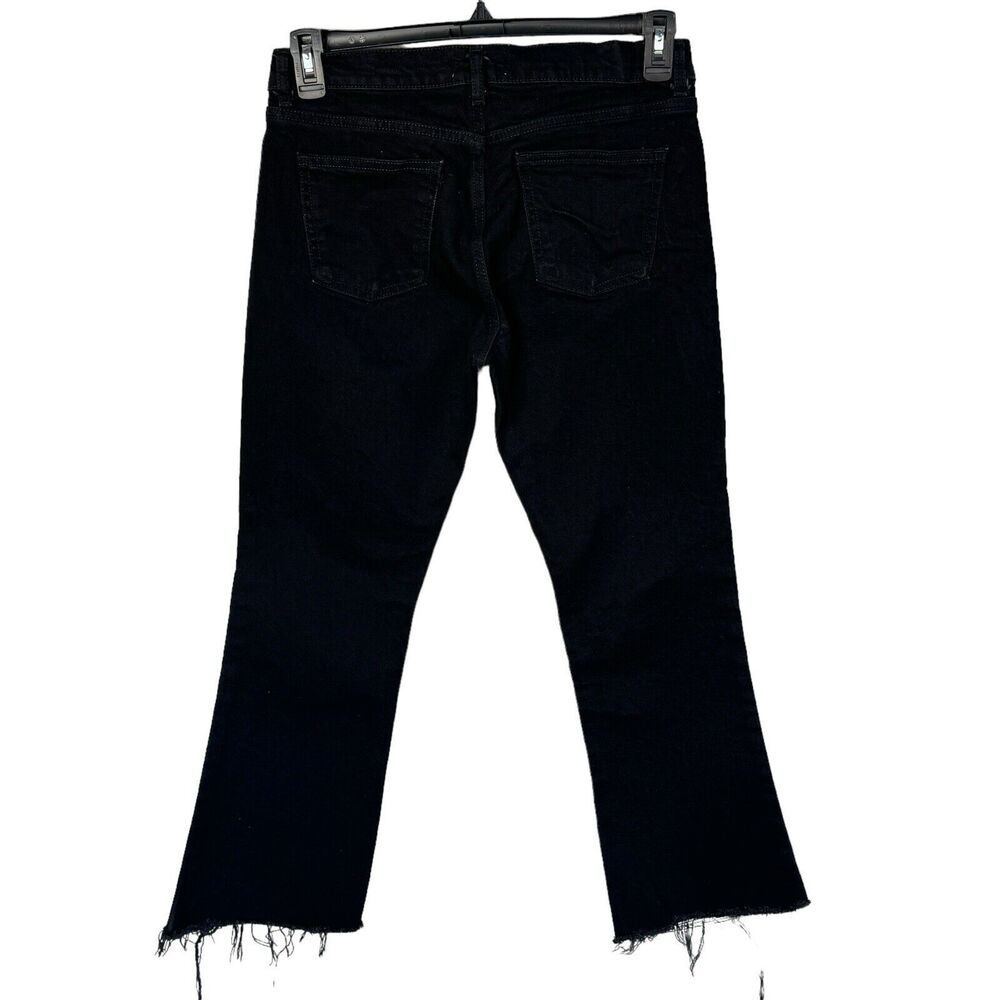Zara SZ 6 The Disco Pant Jeans Mid-Rise Frayed Hems Zip-Fly Bootcut Black Womens - Picture 4 of 8